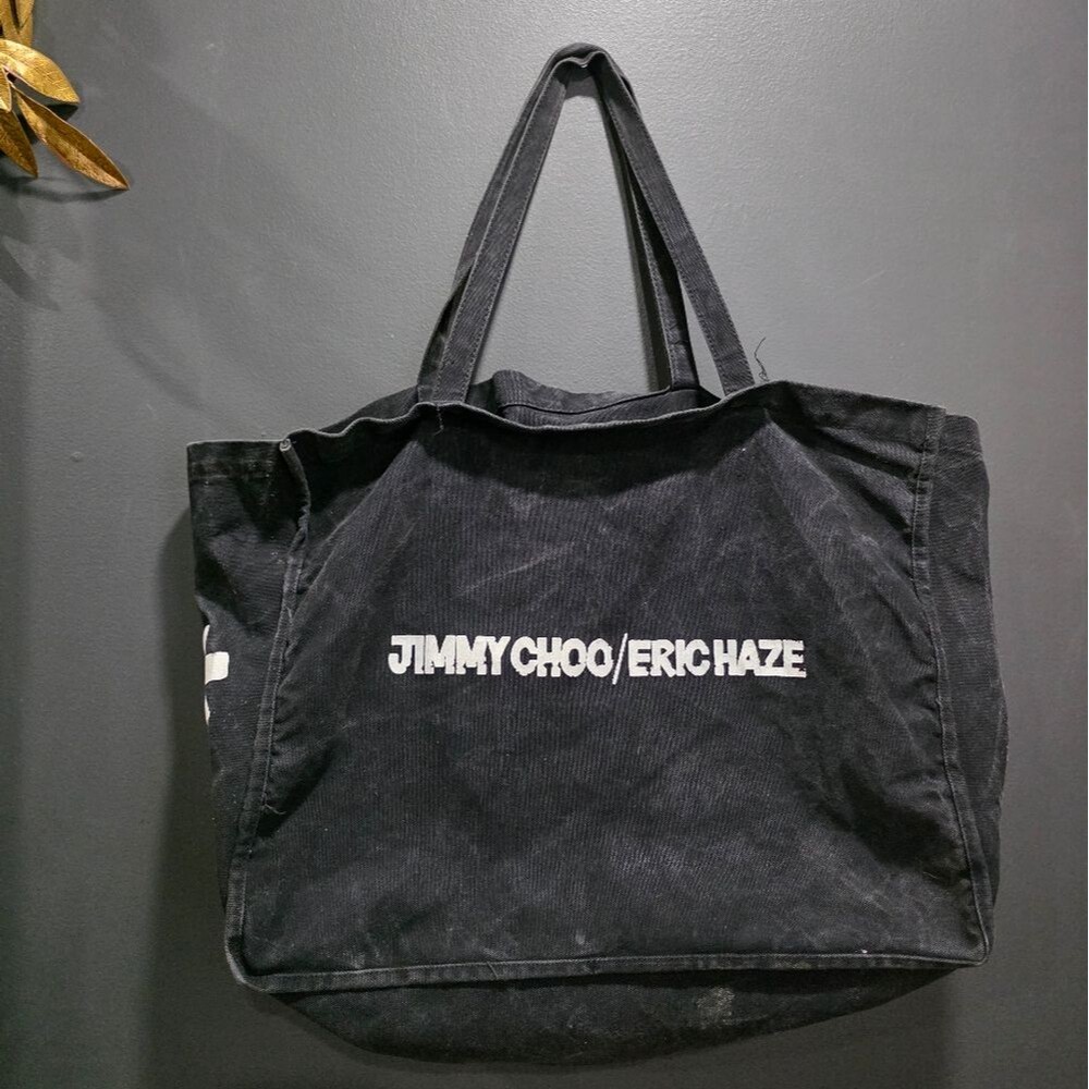 Jimmy Choo x Eric Haze Acid Wash Shopper Tote Bag Limited Edition Cotton 19x15x8